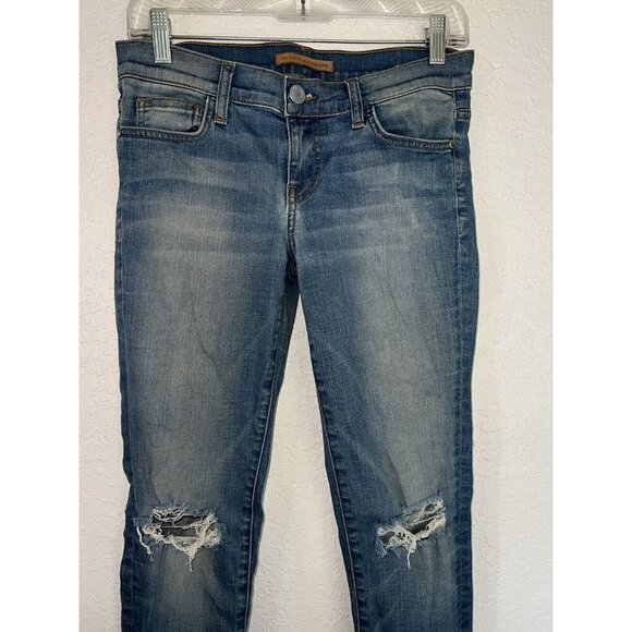 REBECCA MINKOFF Jane Skinny Jean Distressed Medium Wash Low Rise 28 X - Picture 4 of 7